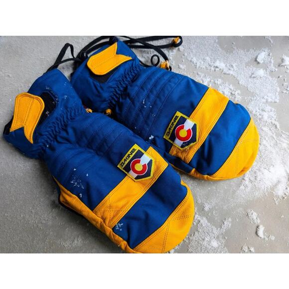Dakine Leather Ski Snowboard Mittens Size L – Colorado Flag Edition – Blue/Gold - Picture 4 of 8